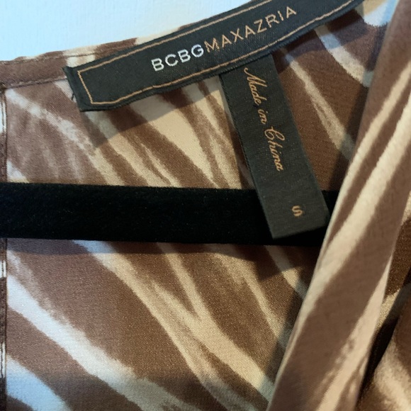 BCBG MAX AZRIA 100% silk brown/cream zebra print dress. Size US S. - Picture 3 of 12